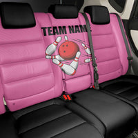 Pink and Black Bowling Back Car Seat Cover Design with Red Ball and Pins and Custom Team Name Graphic - Wonder Print Shop