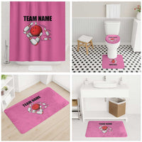 Pink and Black Bowling Bathroom Set Design with Red Ball and Pins and Custom Team Name Graphic - Wonder Print Shop
