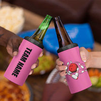 Pink and Black Bowling 4 in 1 Can Cooler Tumbler Design with Red Ball and Pins and Custom Team Name Graphic - Wonder Print Shop