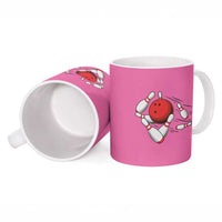 Pink and Black Bowling Ceramic Mug Design with Red Ball and Pins and Custom Team Name Graphic - Wonder Print Shop