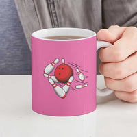 Pink and Black Bowling Ceramic Mug Design with Red Ball and Pins and Custom Team Name Graphic - Wonder Print Shop