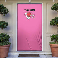Pink and Black Bowling Door Cover Design with Red Ball and Pins and Custom Team Name Graphic - Wonder Print Shop