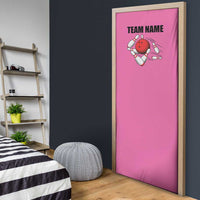 Pink and Black Bowling Door Cover Design with Red Ball and Pins and Custom Team Name Graphic - Wonder Print Shop