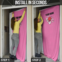 Pink and Black Bowling Door Cover Design with Red Ball and Pins and Custom Team Name Graphic - Wonder Print Shop