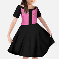 Pink and Black Bowling Family Matching Tank Maxi Dress and Hawaiian Shirt Design with Red Ball and Pins and Custom Team Name Graphic - Wonder Print Shop
