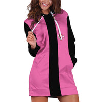 Pink and Black Bowling Hoodie Dress Design with Red Ball and Pins and Custom Team Name Graphic - Wonder Print Shop