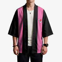 Pink and Black Bowling Kimono Design with Red Ball and Pins and Custom Team Name Graphic - Wonder Print Shop