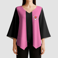 Pink and Black Bowling Kimono Sleeve Blouse Design with Red Ball and Pins and Custom Team Name Graphic - Wonder Print Shop