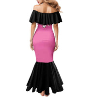 Pink and Black Bowling Mermaid Dress Design with Red Ball and Pins and Custom Team Name Graphic - Wonder Print Shop