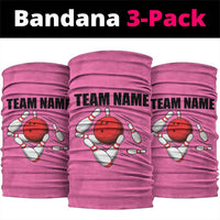 Pink and Black Bowling Neck Gaiter Design with Red Ball and Pins TS04