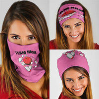 Pink and Black Bowling Neck Gaiter Design with Red Ball and Pins TS04