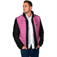 Pink and Black Bowling Padded Jacket Design with Red Ball and Pins and Custom Team Name Graphic - Wonder Print Shop