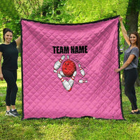 Pink and Black Bowling Quilt Design with Red Ball and Pins and Custom Team Name Graphic - Wonder Print Shop