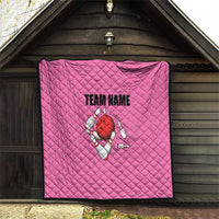 Pink and Black Bowling Quilt Design with Red Ball and Pins and Custom Team Name Graphic - Wonder Print Shop