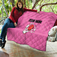 Pink and Black Bowling Quilt Design with Red Ball and Pins and Custom Team Name Graphic - Wonder Print Shop