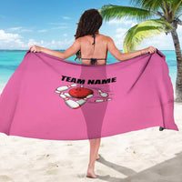 Pink and Black Bowling Sarong Design with Red Ball and Pins and Custom Team Name Graphic - Wonder Print Shop