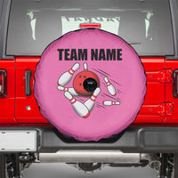 Pink and Black Bowling Spare Tire Cover Design with Red Ball and Pins and Custom Team Name Graphic - Wonder Print Shop