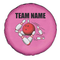Pink and Black Bowling Spare Tire Cover Design with Red Ball and Pins and Custom Team Name Graphic - Wonder Print Shop