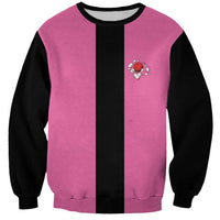 Pink and Black Bowling Sweatshirt Design with Red Ball and Pins and Custom Team Name Graphic - Wonder Print Shop