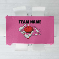 Pink and Black Bowling Tablecloth Design with Red Ball and Pins and Custom Team Name Graphic - Wonder Print Shop