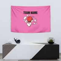Pink and Black Bowling Tapestry Design with Red Ball and Pins and Custom Team Name Graphic - Wonder Print Shop