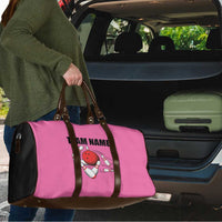 Pink and Black Bowling Travel Bag Design with Red Ball and Pins and Custom Team Name Graphic - Wonder Print Shop