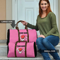 Pink and Black Bowling Travel Bag Design with Red Ball and Pins and Custom Team Name Graphic - Wonder Print Shop