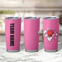 Pink and Black Bowling Tumbler Cup Design with Red Ball and Pins and Custom Team Name Graphic - Wonder Print Shop