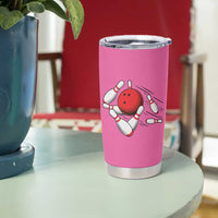 Pink and Black Bowling Tumbler Cup Design with Red Ball and Pins and Custom Team Name Graphic - Wonder Print Shop