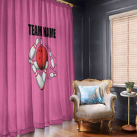 Pink and Black Bowling Window Curtain Design with Red Ball and Pins and Custom Team Name Graphic - Wonder Print Shop