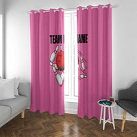 Pink and Black Bowling Window Curtain Design with Red Ball and Pins and Custom Team Name Graphic - Wonder Print Shop