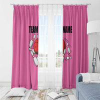 Pink and Black Bowling Window Curtain Design with Red Ball and Pins and Custom Team Name Graphic - Wonder Print Shop