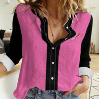 Pink and Black Bowling Women Casual Shirt Design with Red Ball and Pins and Custom Team Name Graphic - Wonder Print Shop