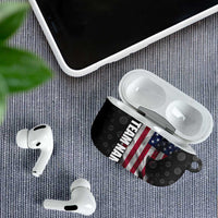American Flag Bowling Ball and Pins Graphic AirPods Case with Black Patterned Background and Custom Team Name Design - Wonder Print Shop