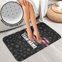 American Flag Bowling Ball and Pins Graphic Bathroom Set with Black Patterned Background and Custom Team Name Design - Wonder Print Shop