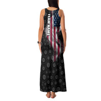 American Flag Bowling Ball and Pins Graphic Family Matching Tank Maxi Dress and Hawaiian Shirt with Black Patterned Background and Custom Team Name Design - Wonder Print Shop