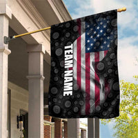 American Flag Bowling Ball and Pins Graphic Garden Flag with Black Patterned Background and Custom Team Name Design - Wonder Print Shop