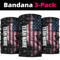 American Flag Bowling Ball and Pins Graphic Neck Gaiter with Black Patterned Background TS04