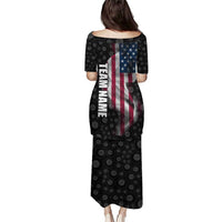 American Flag Bowling Ball and Pins Graphic Puletasi with Black Patterned Background and Custom Team Name Design - Wonder Print Shop