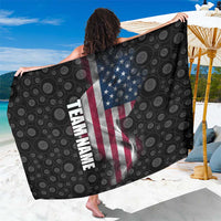 American Flag Bowling Ball and Pins Graphic Sarong with Black Patterned Background and Custom Team Name Design - Wonder Print Shop