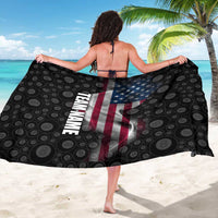 American Flag Bowling Ball and Pins Graphic Sarong with Black Patterned Background and Custom Team Name Design - Wonder Print Shop