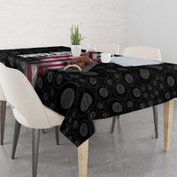 American Flag Bowling Ball and Pins Graphic Tablecloth with Black Patterned Background and Custom Team Name Design - Wonder Print Shop