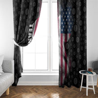 American Flag Bowling Ball and Pins Graphic Window Curtain with Black Patterned Background and Custom Team Name Design - Wonder Print Shop