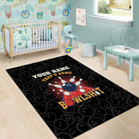 Flaming Bowling Ball Area Rug with Strike Explosion and Funny Quote Graphic on Bowling - Wonder Print Shop