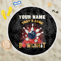 Flaming Bowling Ball Beach Blanket with Strike Explosion and Funny Quote Graphic on Bowling - Wonder Print Shop
