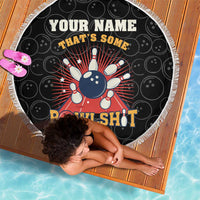 Flaming Bowling Ball Beach Blanket with Strike Explosion and Funny Quote Graphic on Bowling - Wonder Print Shop