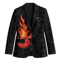 Flaming Bowling Ball Blazer with Strike Explosion and Funny Quote Graphic on Bowling - Wonder Print Shop