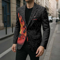 Flaming Bowling Ball Blazer with Strike Explosion and Funny Quote Graphic on Bowling - Wonder Print Shop
