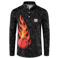 Flaming Bowling Ball Button Sweatshirt with Strike Explosion and Funny Quote Graphic on Bowling - Wonder Print Shop