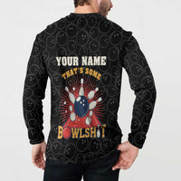 Flaming Bowling Ball Button Sweatshirt with Strike Explosion and Funny Quote Graphic on Bowling - Wonder Print Shop